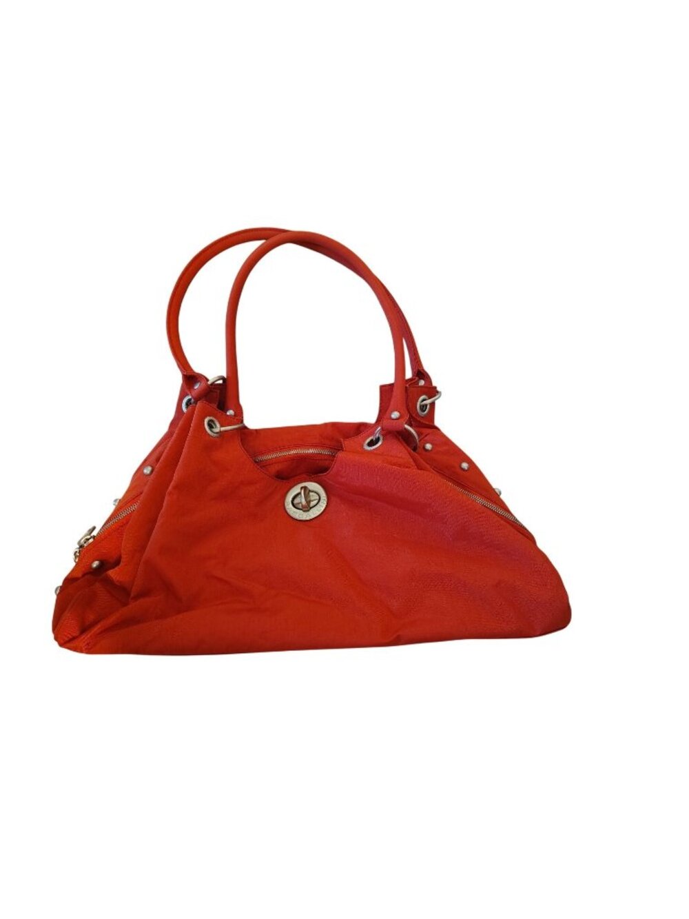 Baggallini Large Orange and Yellow Tote Bag Zip Close Double Handle Twist Lock